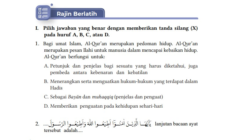 Kunci Jawaban Bab 1 Buku Siswa Kelas 7 Pendidikan Agama Islam Kurikulum Merdeka Halaman 20