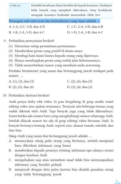 Kunci Jawaban Bab 7  Buku Siswa Kelas 8 Pendidikan Agama Islam Kurikulum Merdeka Halaman 189