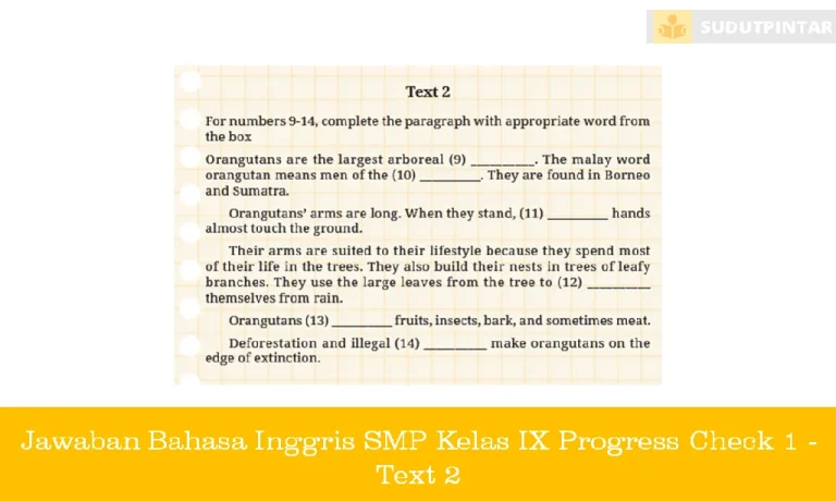 Jawaban Bahasa Inggris SMP Kelas IX Progress Check 1 - Text 2